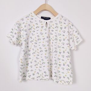 Point Zero Nicole Benisti Women's Floral Cropped Tee Size XL Terrycloth Y2K Boho